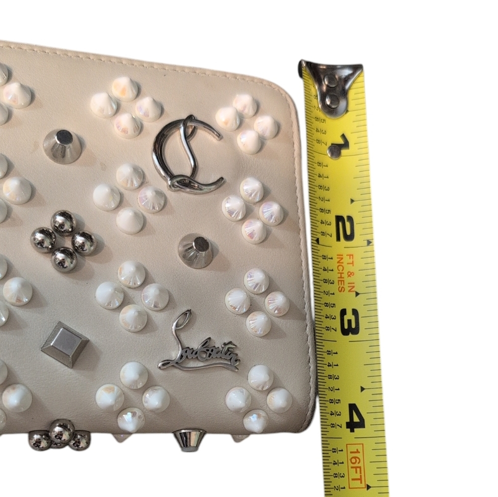 Christian Louboutin Cream Studded Preloved Long Zip Wallet Well Made - Picture 15 of 15